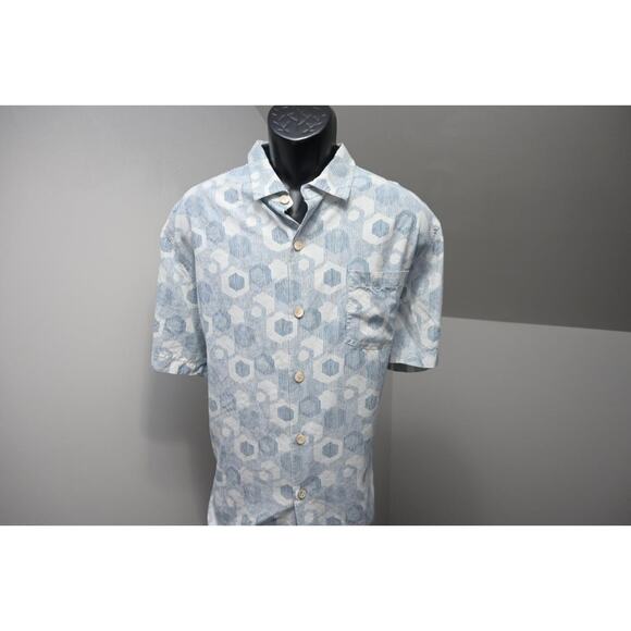 Tommy Bahama Hawaiian Shirt 100% Silk Geometric Short Sleeve Mens Size XL - Picture 1 of 11